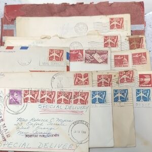 Vintage Air Mail Special Delivery Stamp And Envelopes Collection